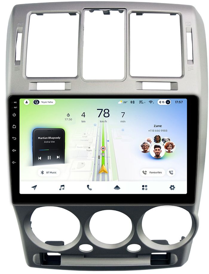 Магнитола для Hyundai Getz 2002-2011 (рамка большая серебро) - Teyes CC4L-DTS монитор 9" IPS, Android 14, Быстрая, Snapdragon 662, CarPlay, 4G SIM-слот