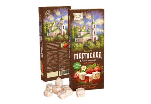 Мармелад 150 г Клубничный в белом шоколаде "Православный" СЛАДАРТ.