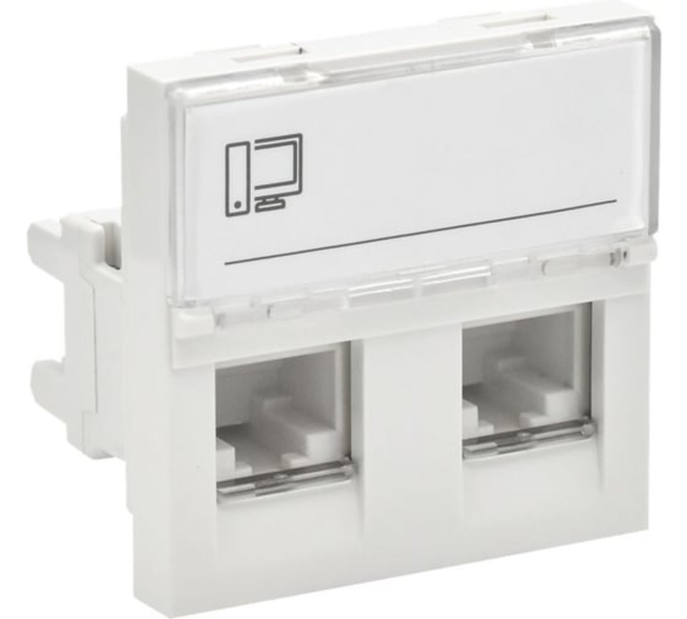 Розетка компьютерная RJ45 UTP категория 5e 2 модуля