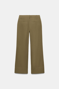 ZARA БРЮКИ BOOTCUT С ДЕКОРАТИВНОЙ СТРОЧКОЙ, ХАКИ