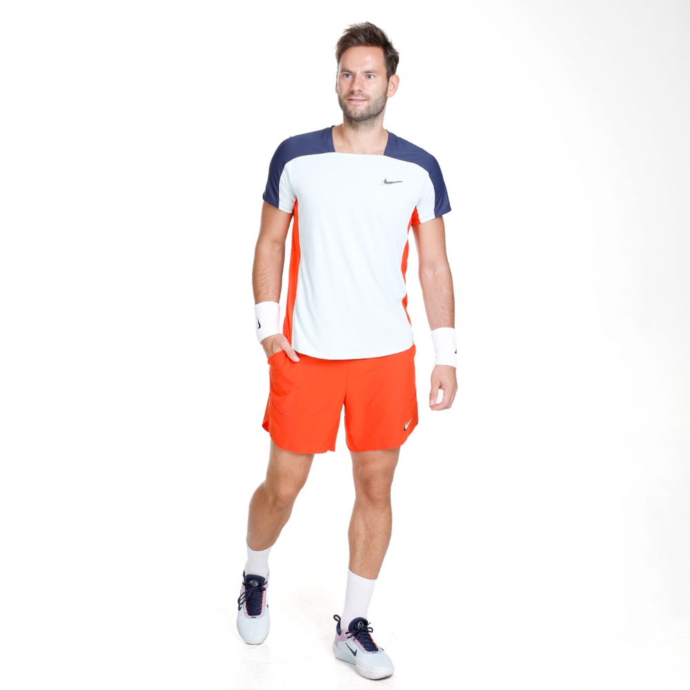 Мужское теннисное поло Nike Dri-Fit Slam T-Shirt Men - Light Blue, Dark Blue