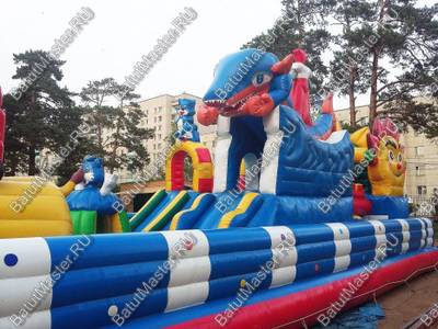 Недорогой батут "Синий дракон" 12*8*3.5 м