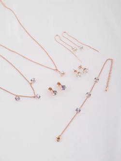 Клипсы Миражи с сиреневыми кристаллами Swarovski