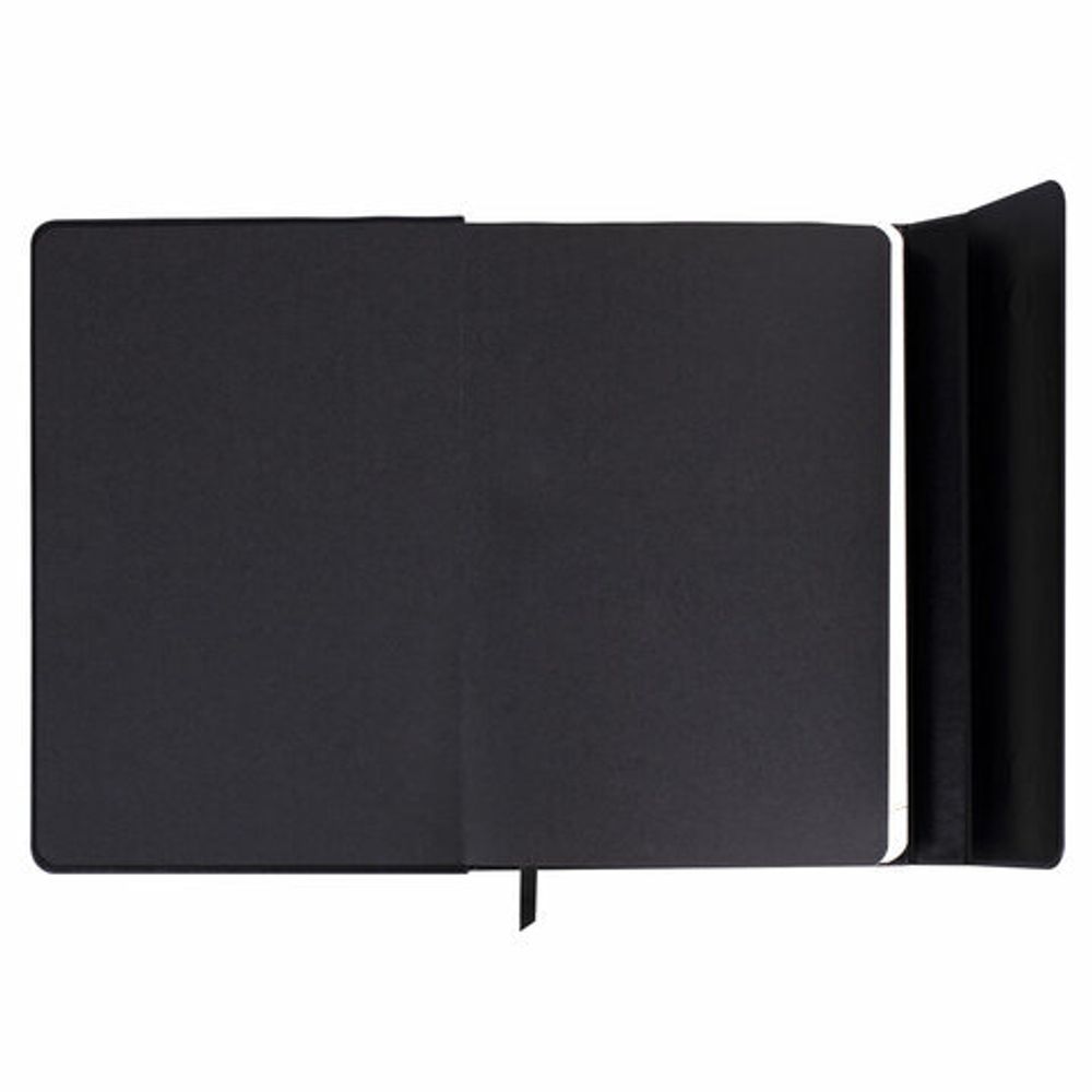 Ежедневник недатированный А5 (148x218 мм), ОФИСМАГ, под кожу, магнитный клапан, 160 л., черный, 115082