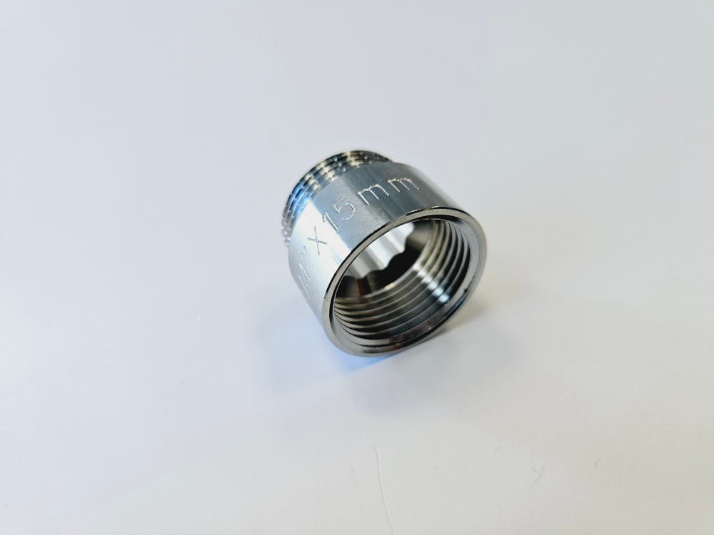 Удлинитель резьбы 3/4", L15мм (латунь-хром)
