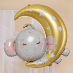 Шар (36''/91 см) Фигура, Полумесяц со слоненком, 1 шт. в уп.