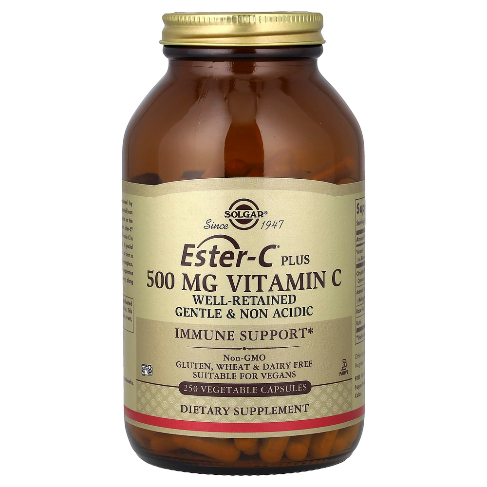 Solgar, Ester-C®, добавка с витамином C, 500 мг, 250 растительных капсул