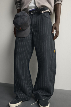 ZARA БРЮКИ BALLOON FIT В ТОНКУЮ ПОЛОСКУ, ПОЛОСКИ