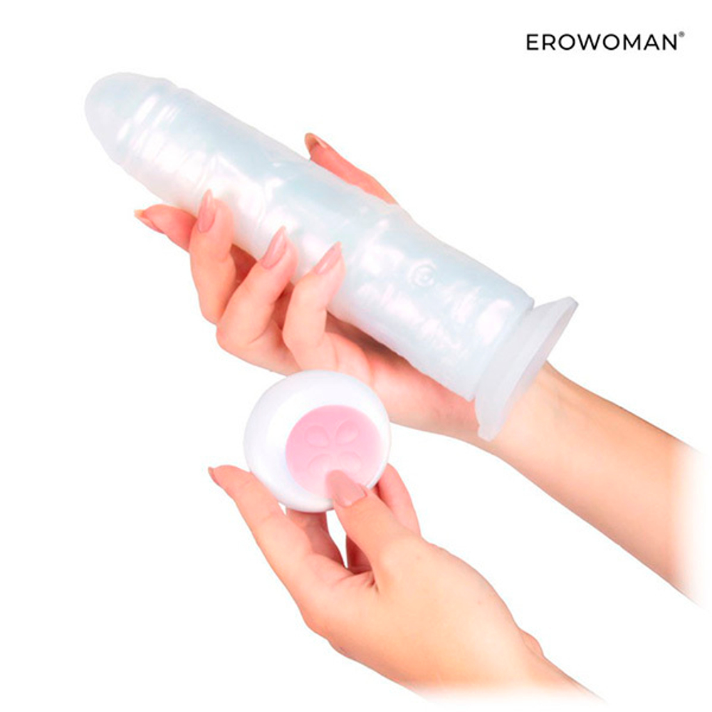 Белый вибратор-реалистик 20,5см со световыми эффектами Bior Toys Erowoman-Eroman LET-14007