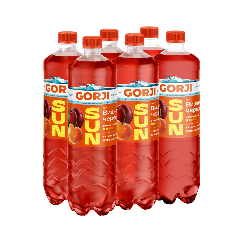 Вода газированная со вкусом Вишни Черешни GORJI SUN Горджи 1л, упаковка 6 шт.