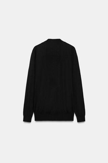 ZARA ТРИКОТАЖНЫЙ СВИТЕР С ЗАПАХОМ И МЯГКИМ ВЫРЕЗОМ, ЧЕРНЫЙ
