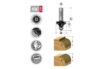 Фреза радиусная с подшипником R=1.6 мм, 15.8х48 мм, s=6 мм WOODWORK 938.1606.06