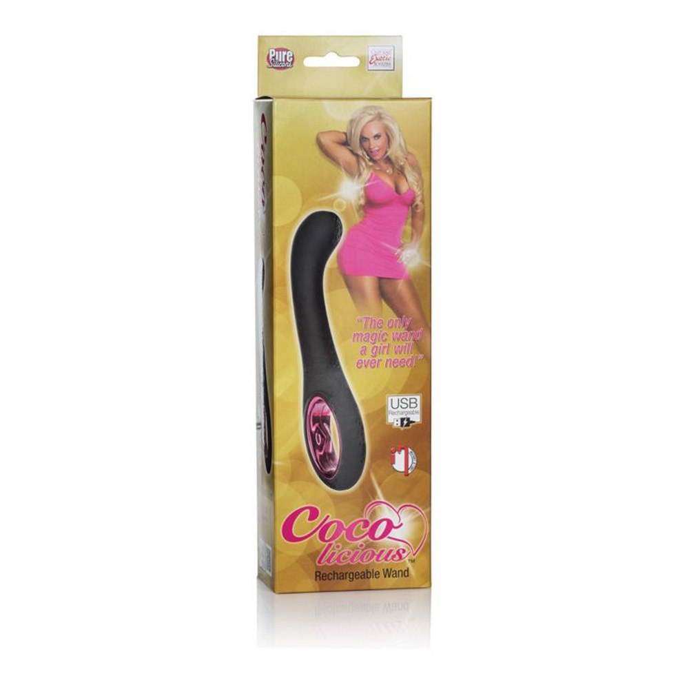 Чёрный стимулятор G-точки Coco licious Rechargeable Wand - 21,5 см. (Цвет: черный)