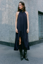 ПЛАТЬЕ МИДИ ХАЛТЕР С ВОЛАНОМ СНИЗУ — ZARA