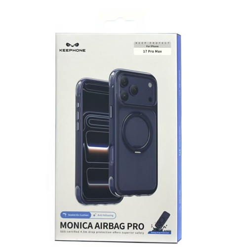 Накладка для i-Phone 17 Pro Max Keephone Monica Airbag Pro сине-прозрачный