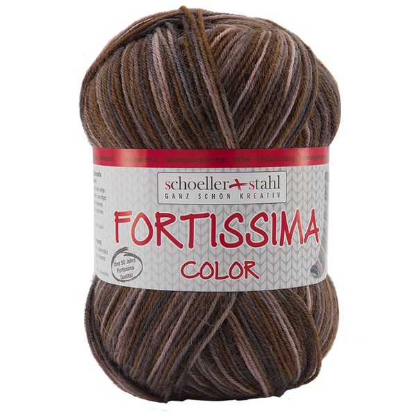 Пряжа Austermann (Аустерманн) Fortissima Socka 4-fach color / уп.5 мот. по 100 г, 420м, серо-коричневый