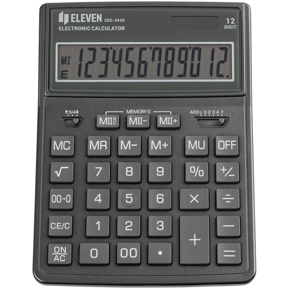 Калькулятор настольный Eleven 12 разрядов SDC-444X-GR двойное питание 153х204х33мм cерый