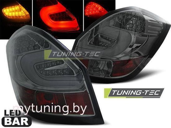 Задние фонари Skoda Fabia 2 smoke led bar