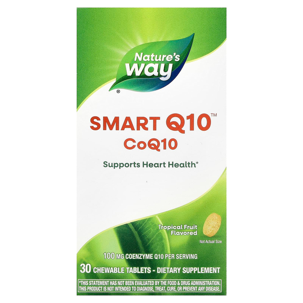 Nature's Way, Smart Q10™, коэнзим Q10, тропические фрукты, 100 мг, 30 жевательных таблеток