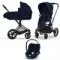 Детская коляска Cybex Priam IV 3 в 1 Rebellious Luxury Denim Blue шасси Matt Black