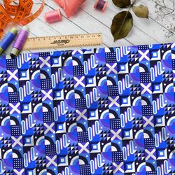 Ткань мембрана мелкий графичный узор на синем фоне