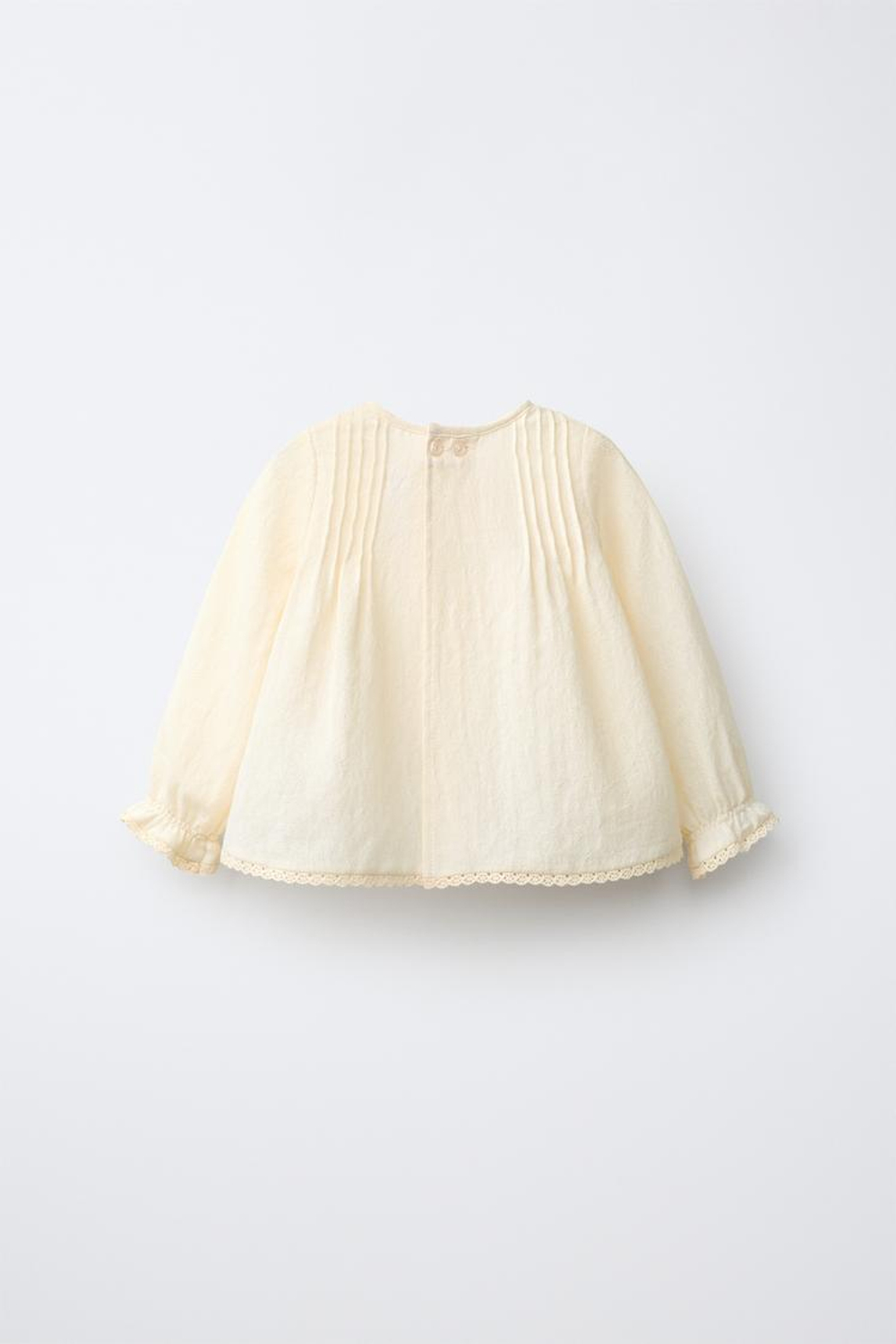 ZARA БЛУЗКА С ЗАЩИПАМИ И КРУЖЕВОМ, ЭКРЮ