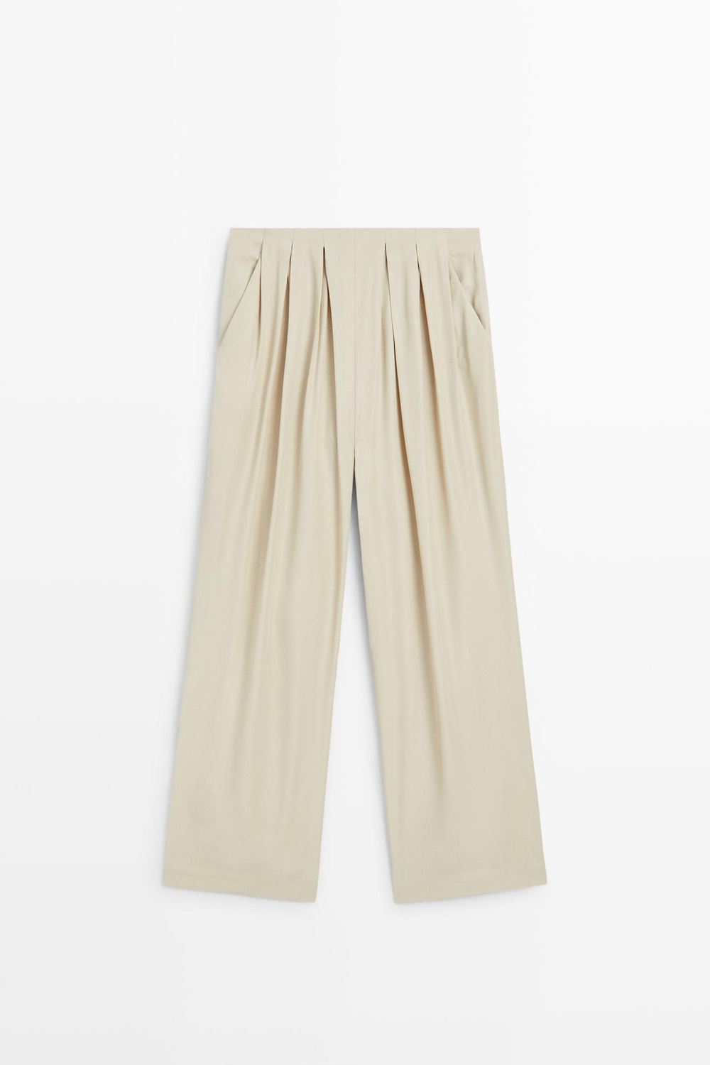 Massimo Dutti Свободные брюки со складками, бежевый