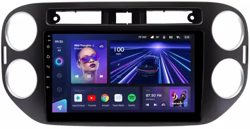 Магнитола для Volkswagen Tiguan 1 2011-2016 (аварийка прямоугольная, рамка чёрная) - Teyes CC3L на Android 10, CarPlay, 4G SIM-слот