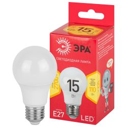 Лампа светодиодная ЭРА RED LINE LED A60-15W-827-E27 R 15Вт груша теплый белый свет Е27 | Лампы cветодиодные Груша (A)