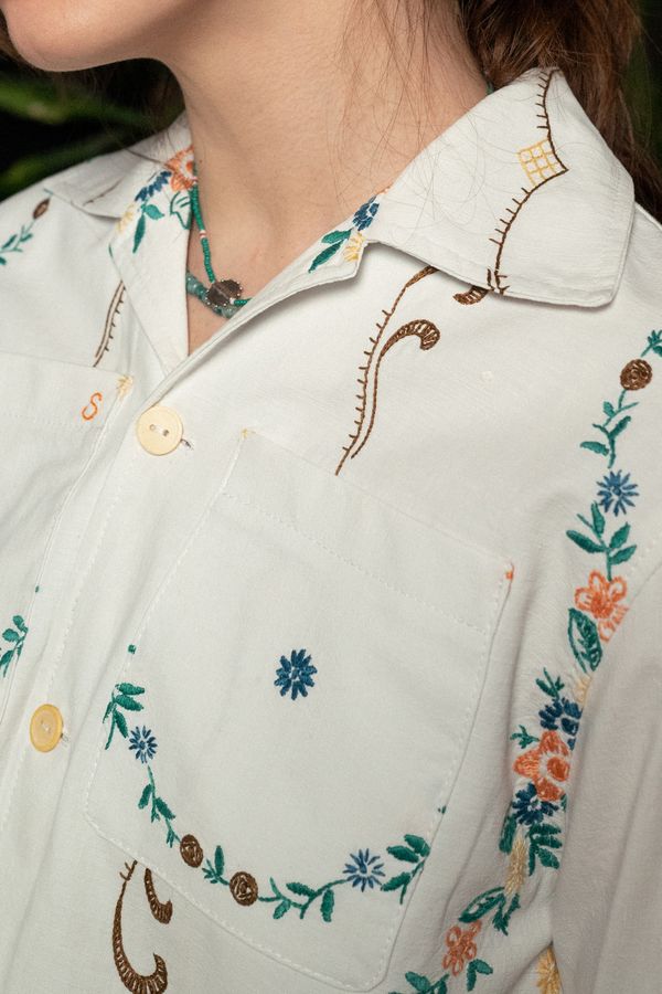 Рубашка Расшитая Маленькими Цветами / Small Flowers Long Sleeve белая - фото 9
