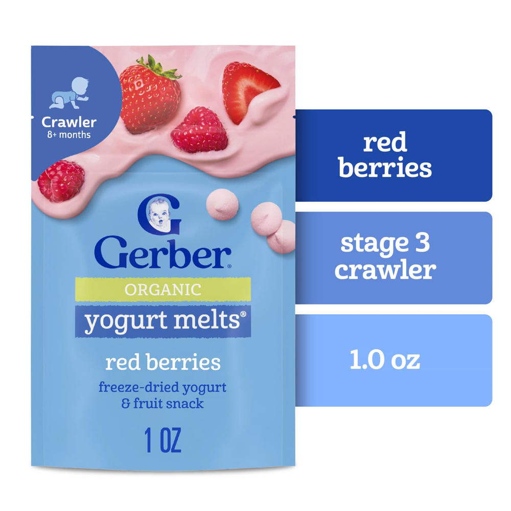 Gerber, Organic Yogurt Melts®, для детей от 8 месяцев, красные ягоды, 28 г (1 унция)