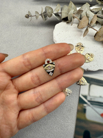 Подвеска "Секрет" фианитами, позолота 14k, 16*12 мм, 2 штуки