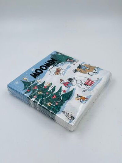 Салфетки бумажные Moomin, Рождественская страна чудесх, разноцветные 24х24 см, 20 салфеток (из Финляндии)