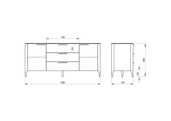 Тумба Type oak 2 двери 3 ящика (белый)