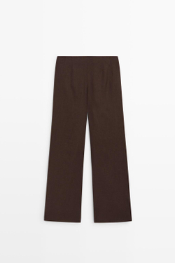 Massimo Dutti Свободные брюки из 100% льна, коричневый