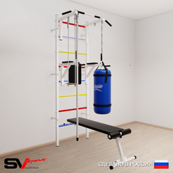 Шведская стенка Sv Sport усиленная 6861 (Турник стандарт/Брусья/Скамья/Канат/Трапеция/Цепь/Мешок 15кг)