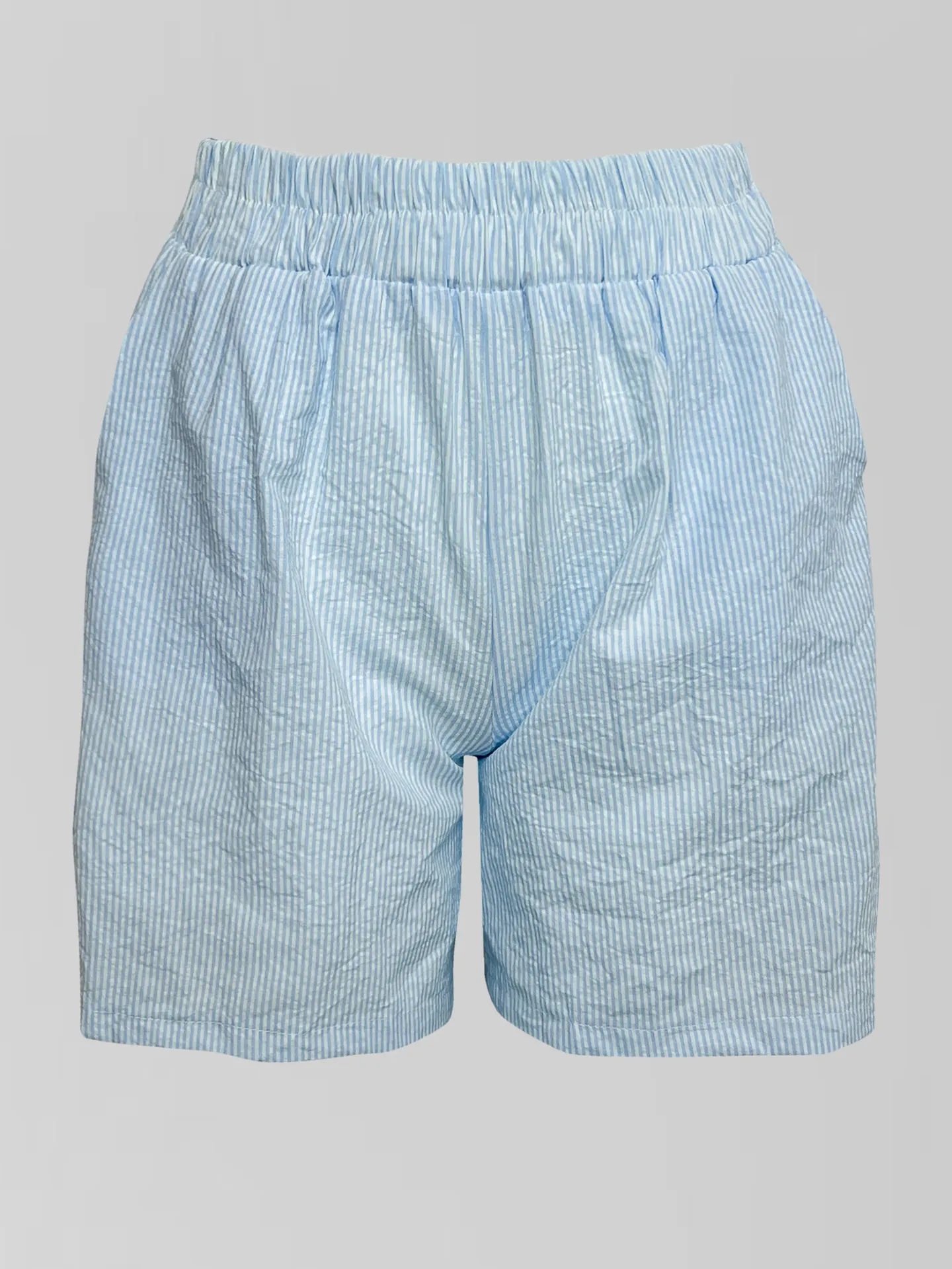 Костюм Fashion 620030 в полоску из рубашки с длинным рукавом и шорт на резинке