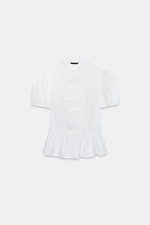 РУБАШКА С ДЕКОРАТИВНЫМИ ПЕТЛЯМИ И БАСКОЙ — ZARA