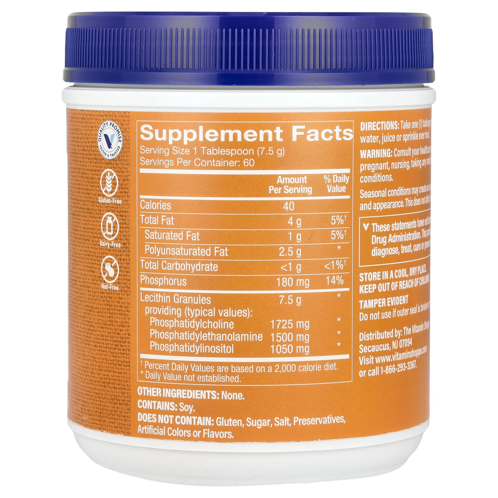 The Vitamin Shoppe, Гранулы лецитина, 454 г (16 унций)