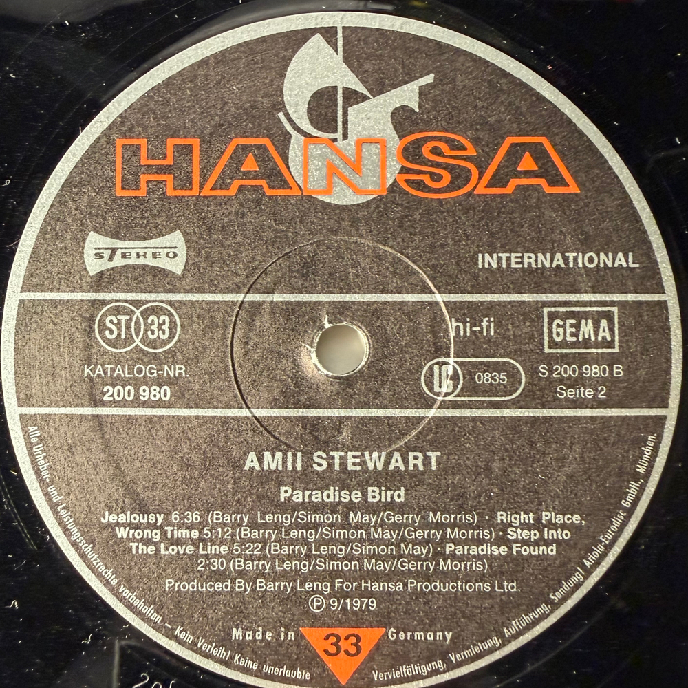 Amii Stewart ‎– Paradise Bird (Германия 1979г.)