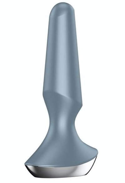 Серая анальная пробка с вибрацией Satisfyer Plug-ilicious 2 - 14 см. (Цвет: серый)