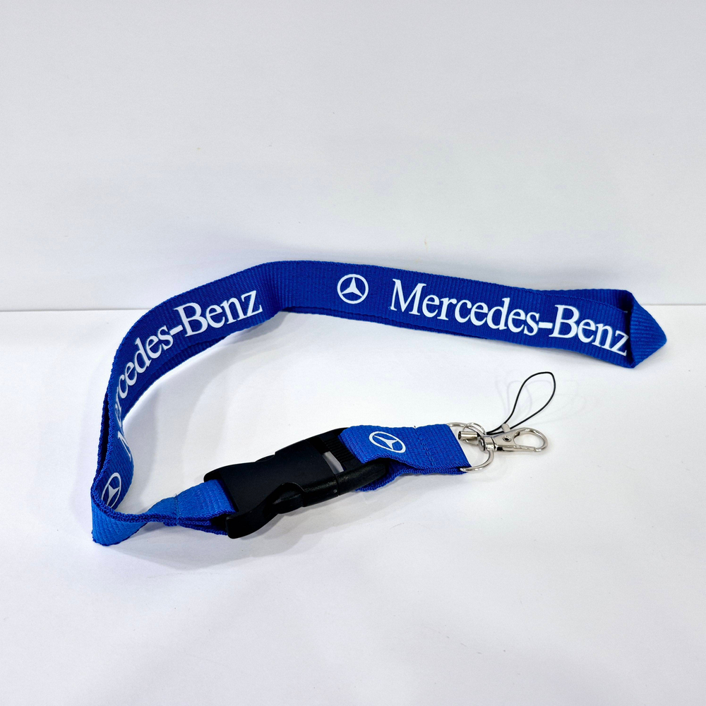 MERCEDES-BENZ (синий) Люкс / Брелок, шнурок для ключей на шею MERCEDES-BENZ (Мерседес), ланъярд, крафт, синий (1 шт)