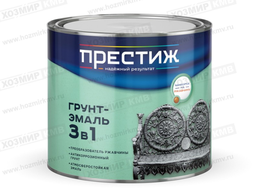 1,9 кг (ПРЕСТИЖ) грунт-Эмаль по ржавчине ЧЕРНАЯ