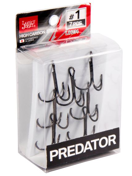 Крючки-тройники Lucky John PREDATOR LJH234 №1, 7 шт.