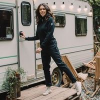 Комбинезон с клапаном и капюшоном "Уголь" женский утепленный