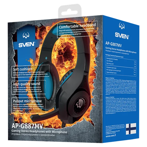 Игровые наушники с микрофоном (SVEN AP-G887MV) черный-синий