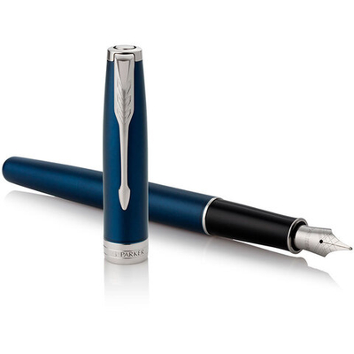 Перьевая ручка Parker Sonnet Subtle Blue Lacquer CT 1950885, перо: F или М, цвет чернил:black, в подарочной упаковке.