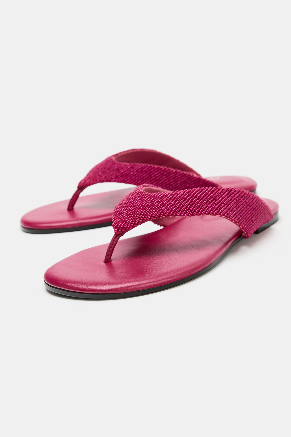 ZARA САНДАЛИИ С БИСЕРОМ, РОЗОВЫЙ