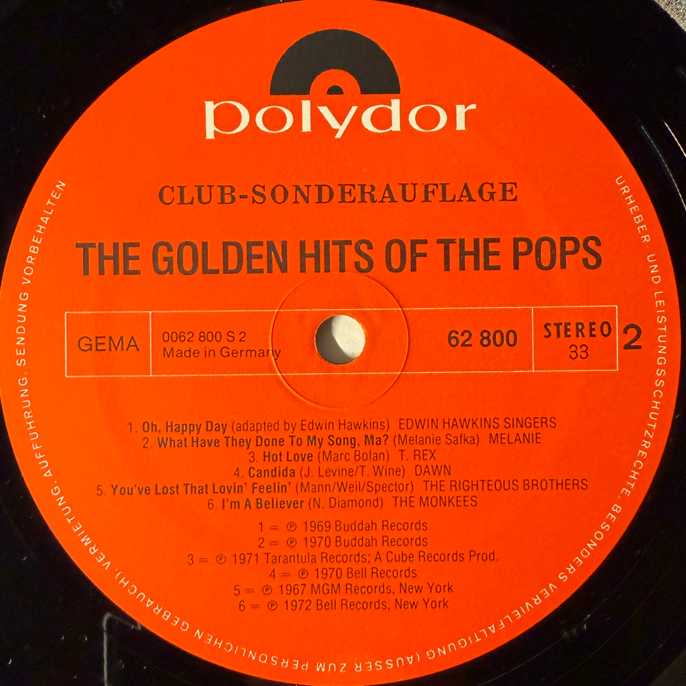 Сборник The Golden Hits Of The Pops 2LP (Германия 1974г.) Т