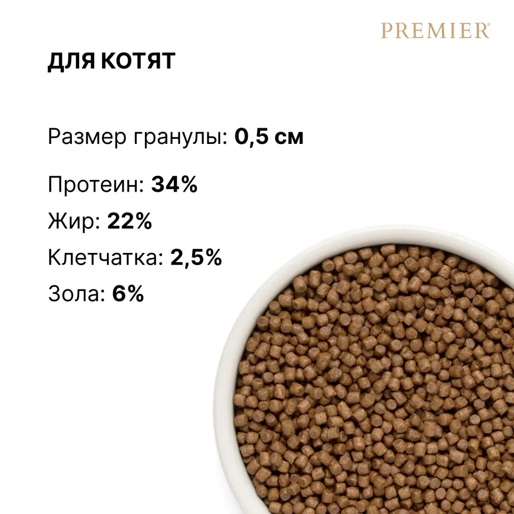 Сухой корм Premier Cat Turkey Kitten для котят из свежей индейки